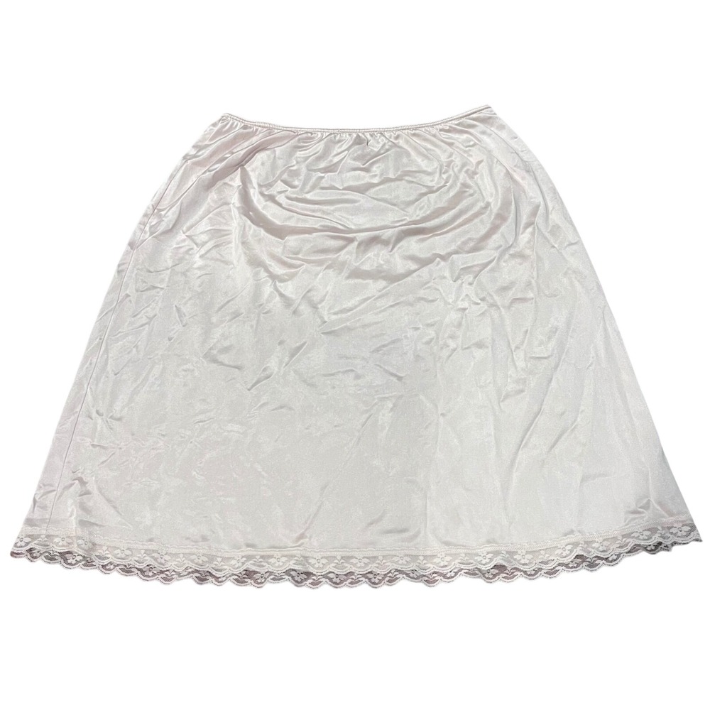 Warners Vintage Beige Lace Trim Half Slip Antron III Nylon 55300 Large USA Made